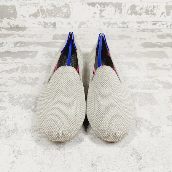 New Rothy's The Flat Cream Knit Round Toe Slip On Loafers C129